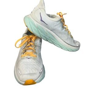 Hoka Clifton 8 Running Shoes White Orange Mens Sz 12